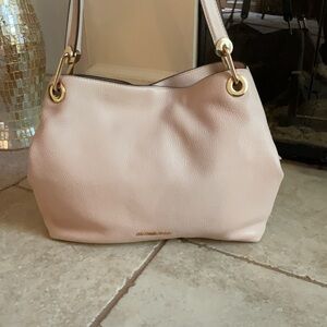 Michael Kors Light Pink Leather Raven Shoulder Bag